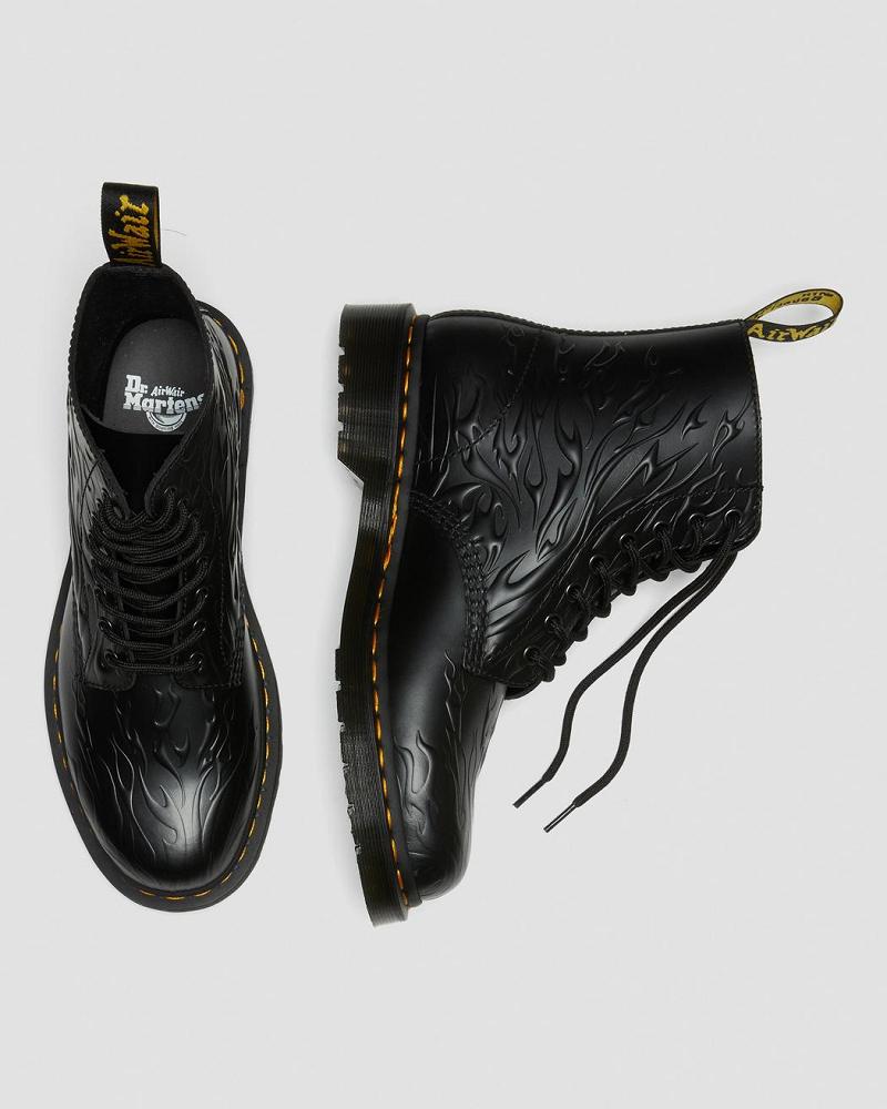 Dr Martens 1460 Flames Emboss Lær Snørestøvletter Herre Svarte | Norge 299MQZ